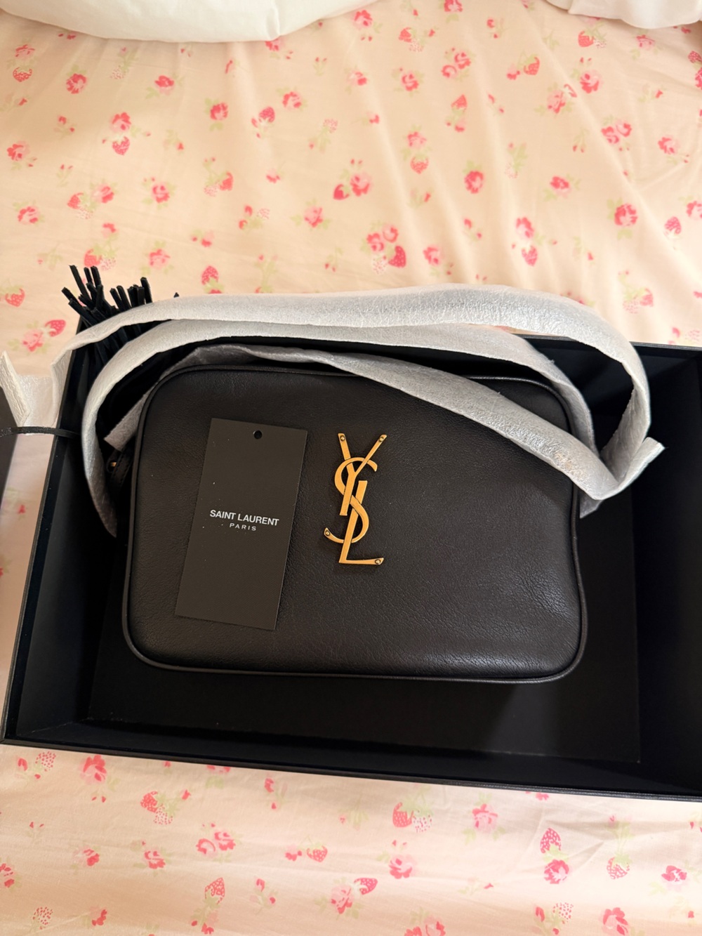 Saint Laurent Black Leather Crossbody with Gold YSL Logo - Picture 3 of 5